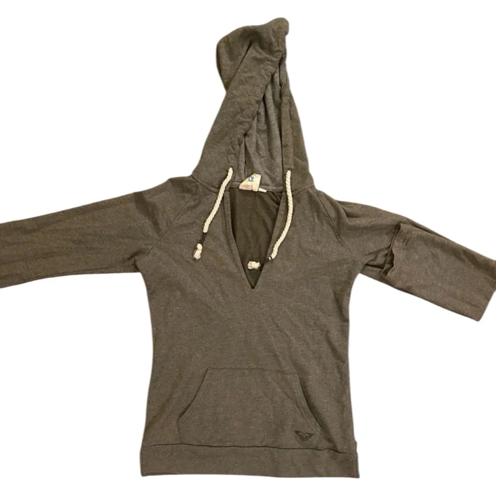 Roxy Y2K Beachy Olive Green Hoodie Rope Drawstring Surf Style - Picture 1 of 5